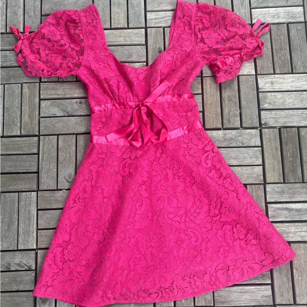 Pink lace Lovers & Friends mini dress